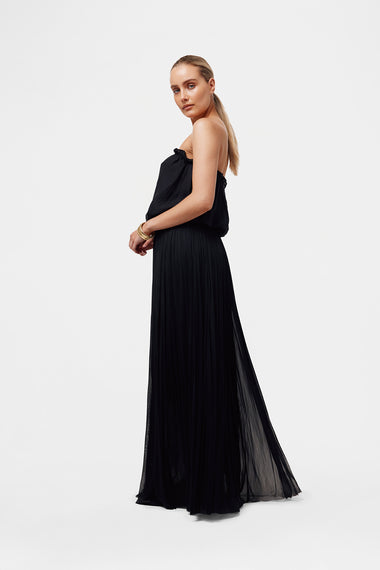 Black Silk Bandeau Set, silk tulle skirt with bandeau silk swimsuit, image 4, HANNE BLOCH