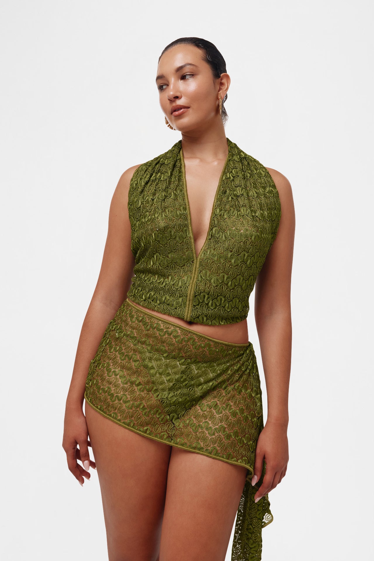 Cactus Knit Scarf Set   /   Top