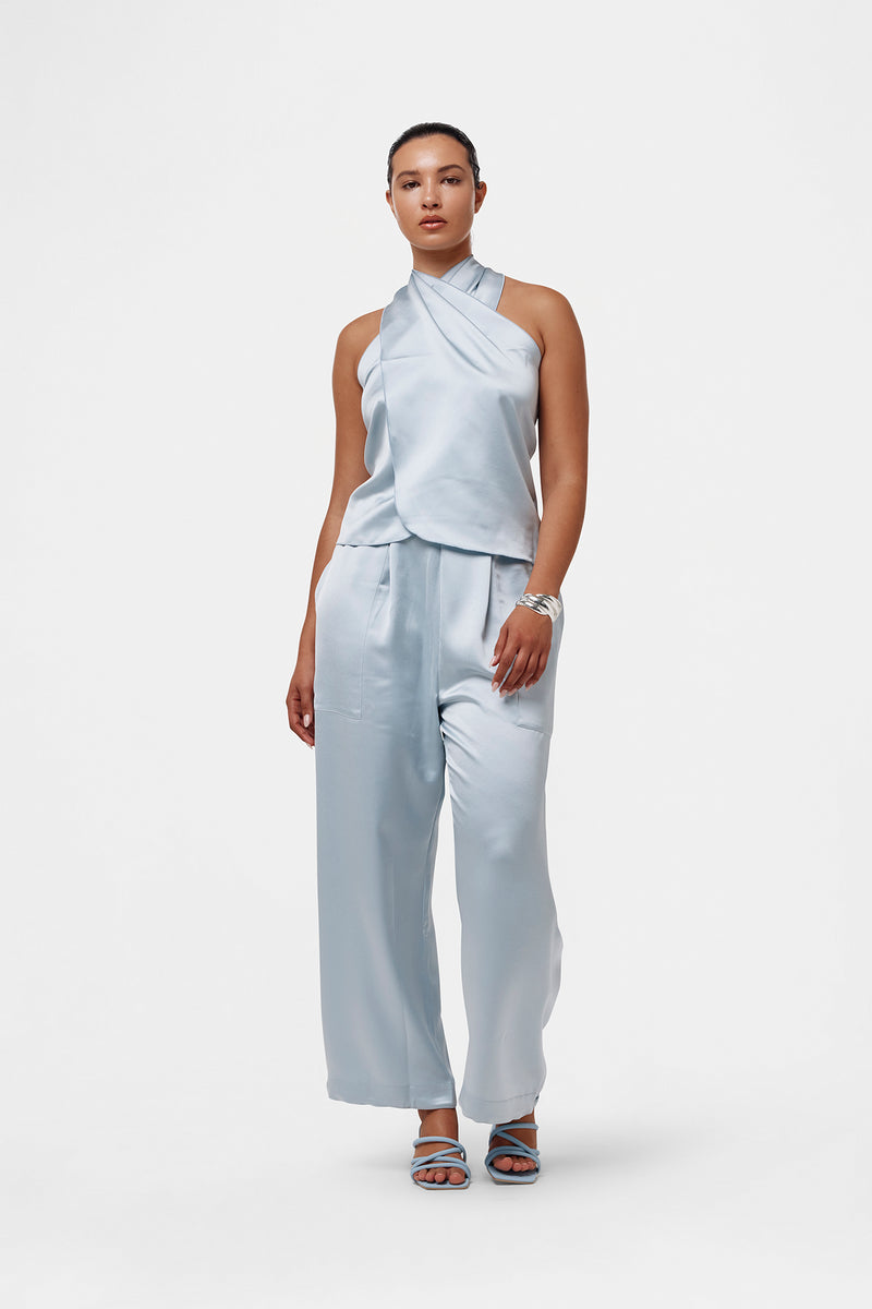 Blue Satin Trousers