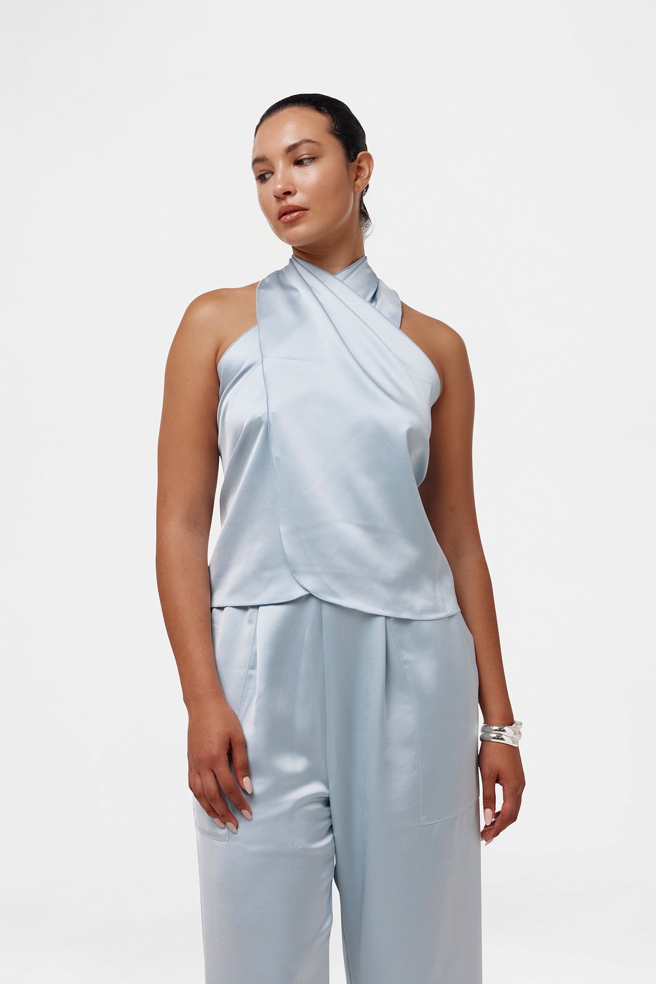 Blue Satin Trousers
