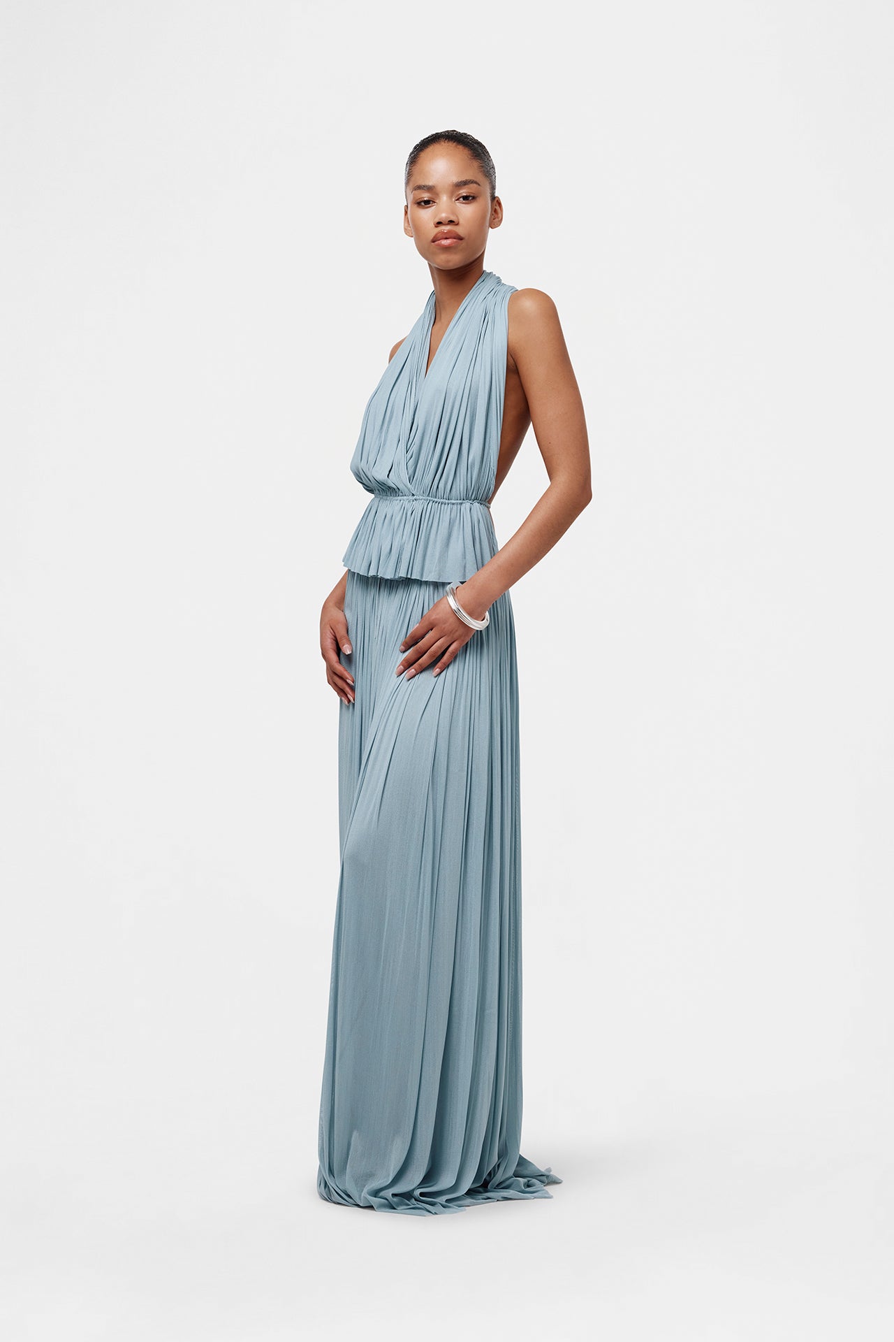 Ice Blue Silk Tulle Top