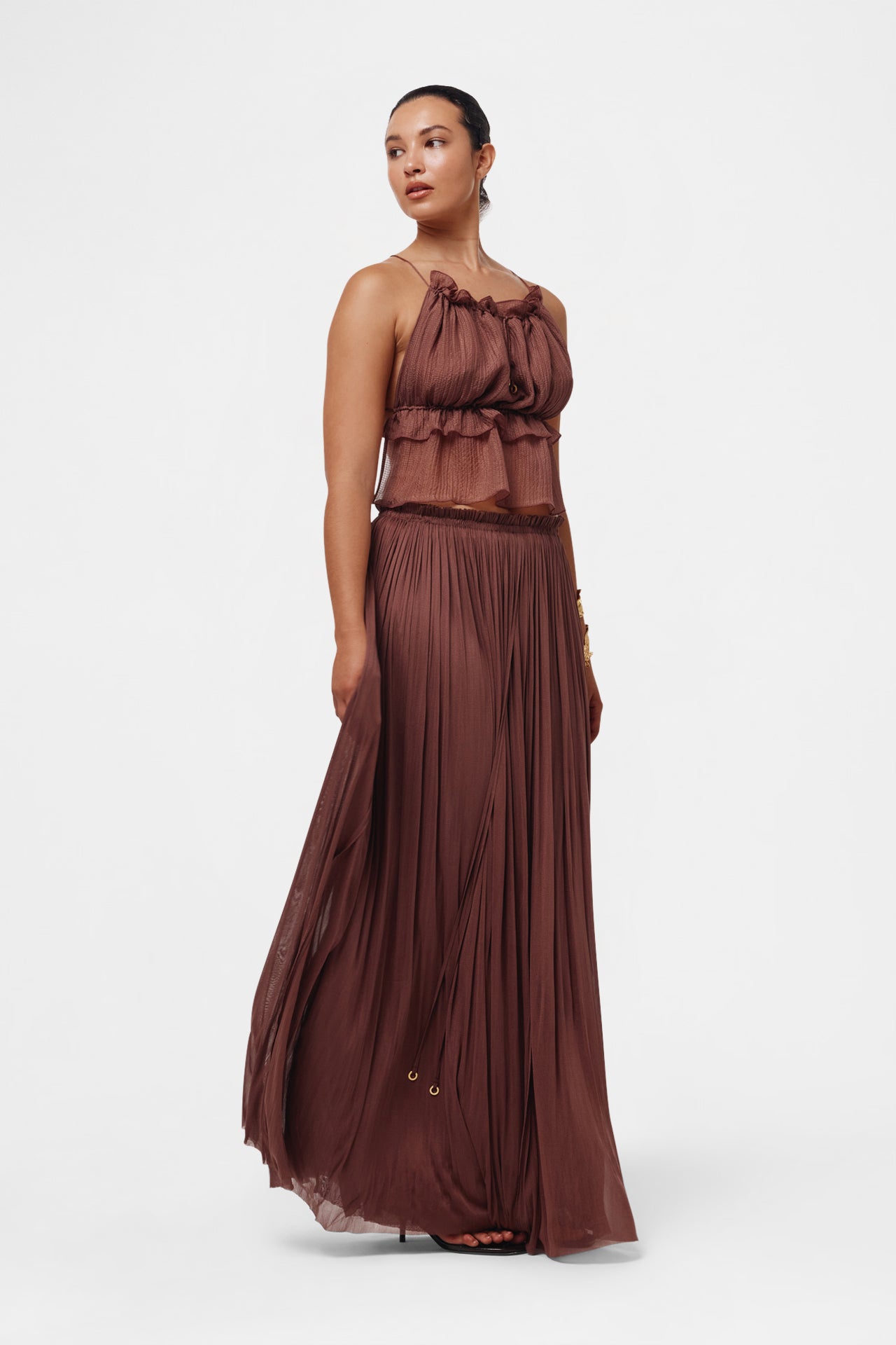 Brown Silk Tulle Skirt