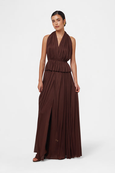Chocolate Silk Tulle Set, skirt and top in 100% Grade 6A mulberry silk, image 4, HANNE BLOCH