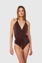 Bordeaux Glitter V-Swimsuit