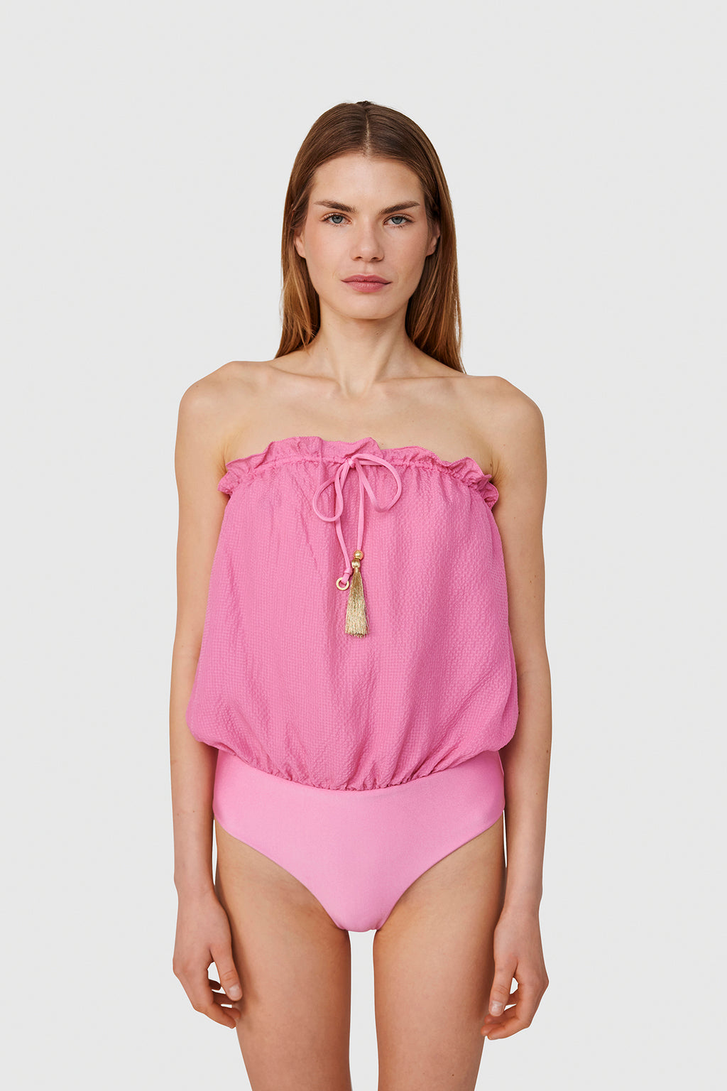 BubbleGum Bandeau Silk Swimsuit