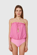 BubbleGum Bandeau Silk Swimsuit
