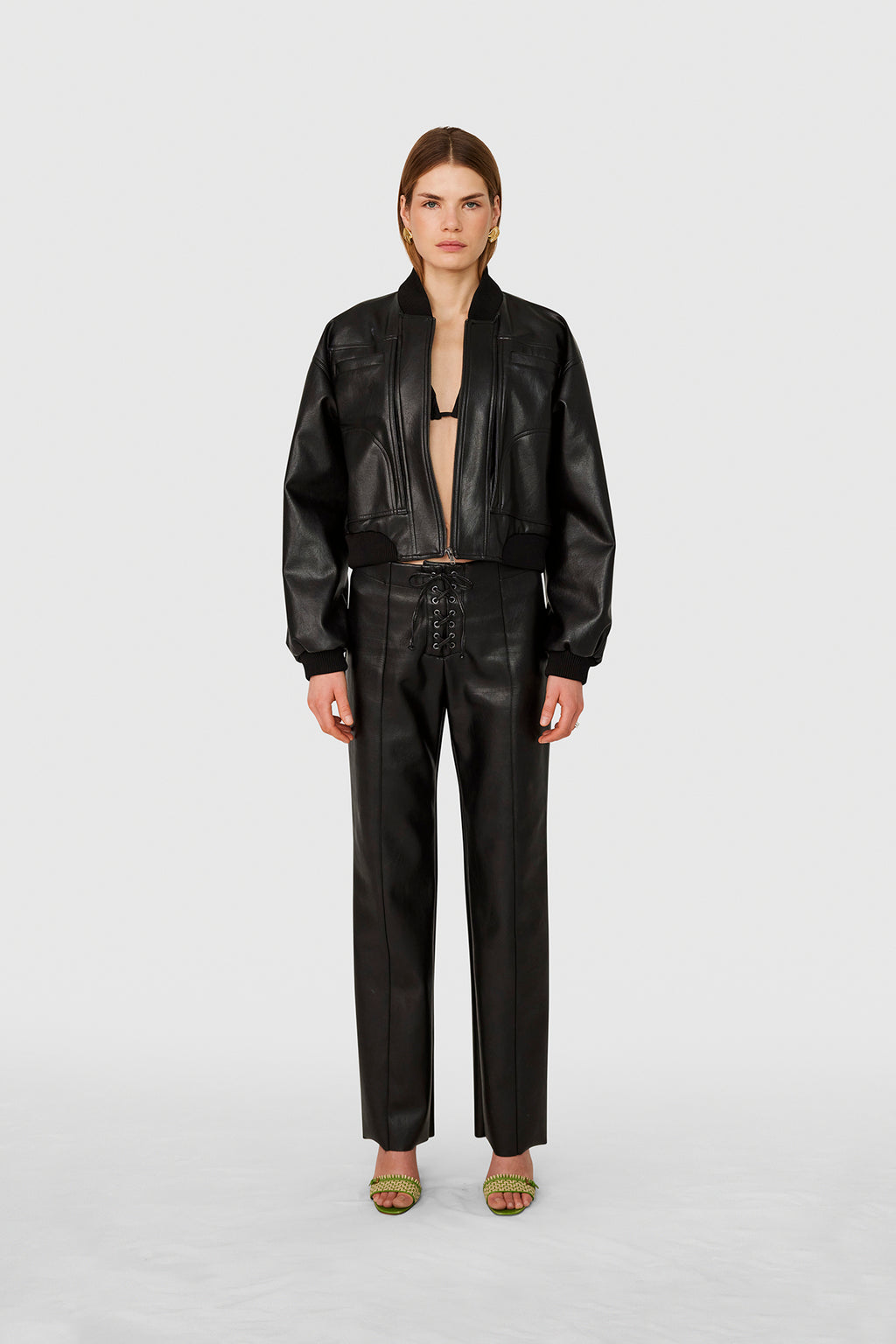 Vegan Leather Eyelet Trousers