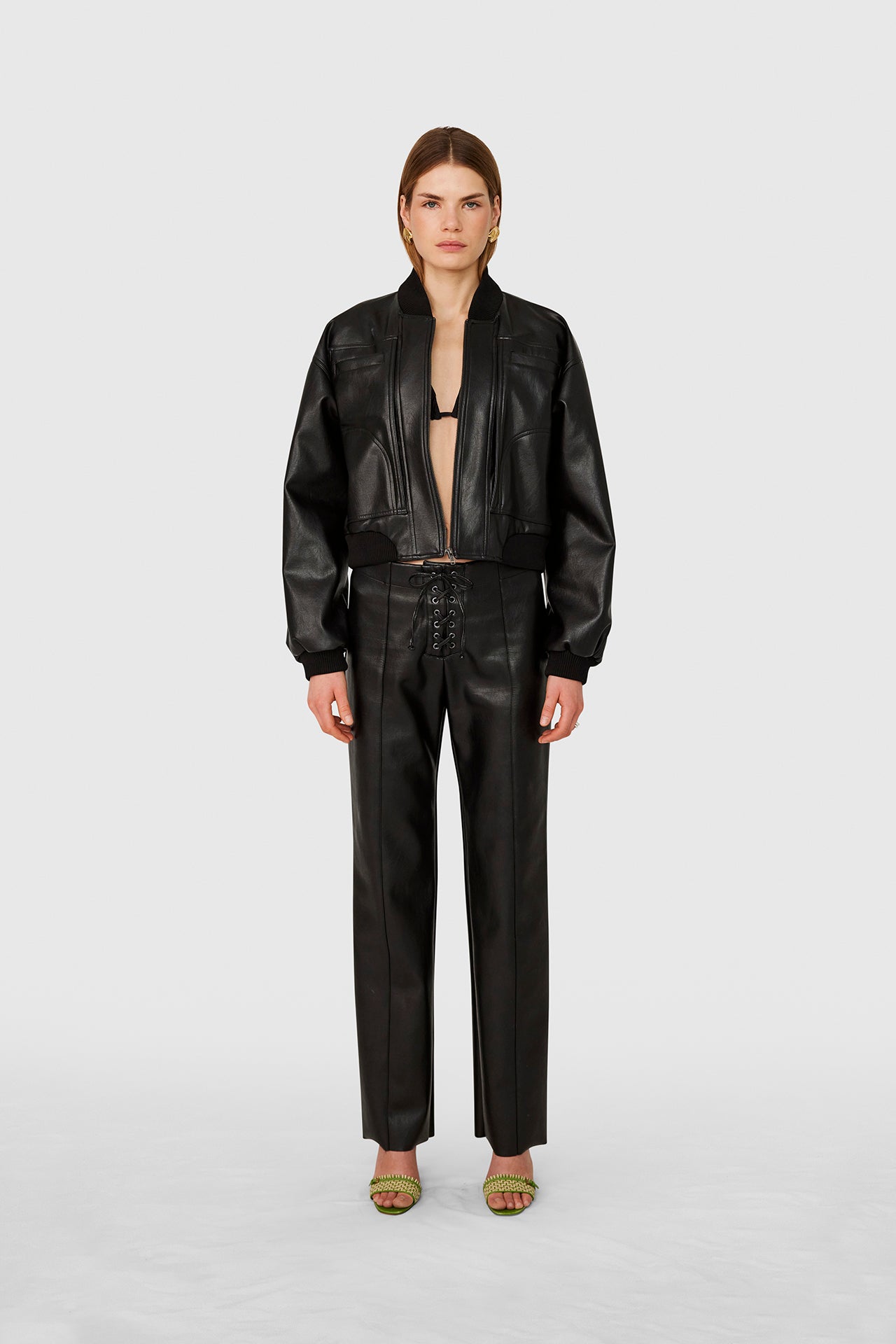 Vegan Leather Eyelet Trousers