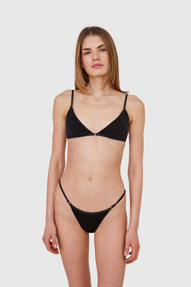 Black Glitter Brazilian Bikini - Product - Hanne Bloch