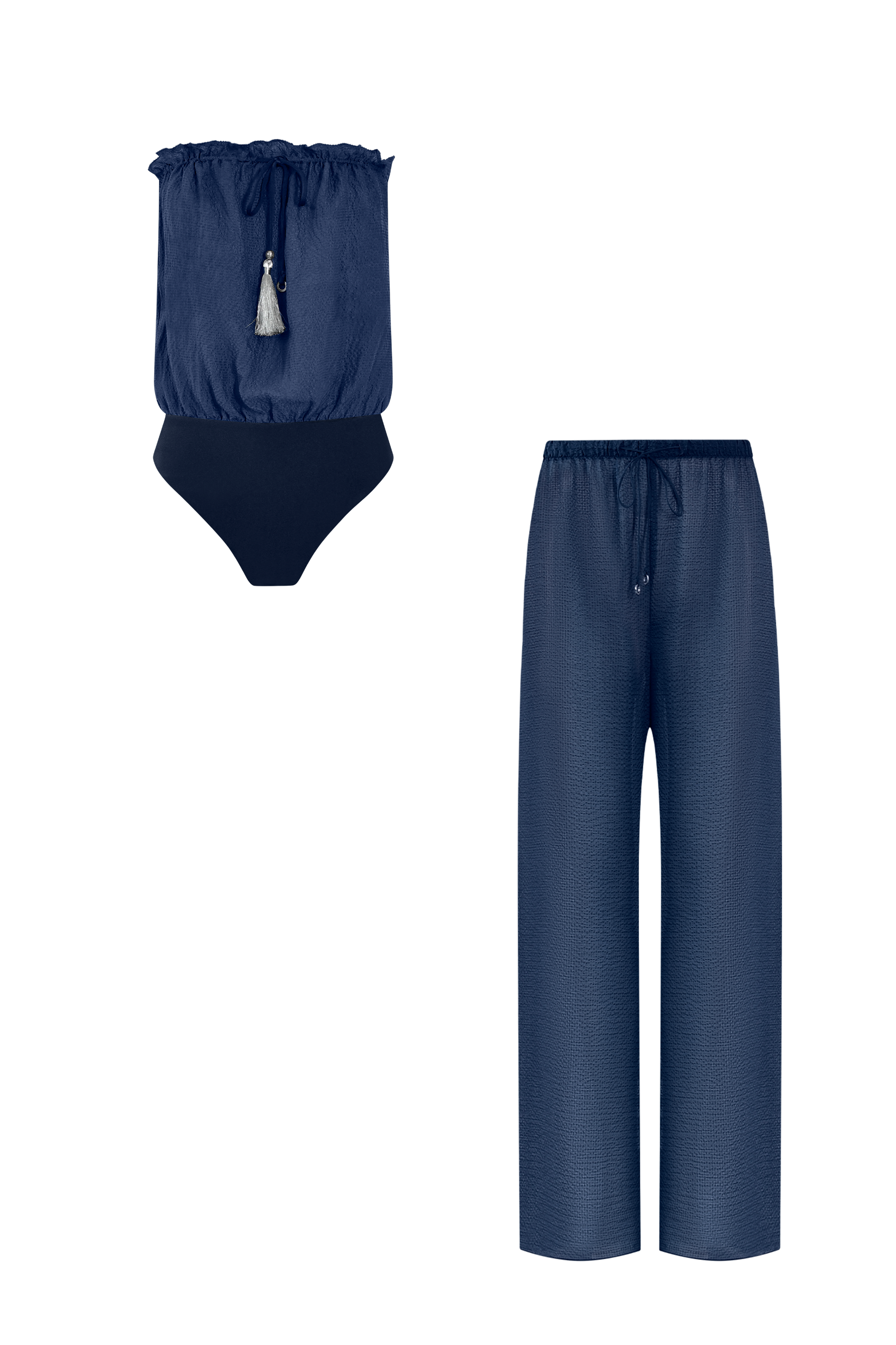 Silk Trousers Bandeau Set