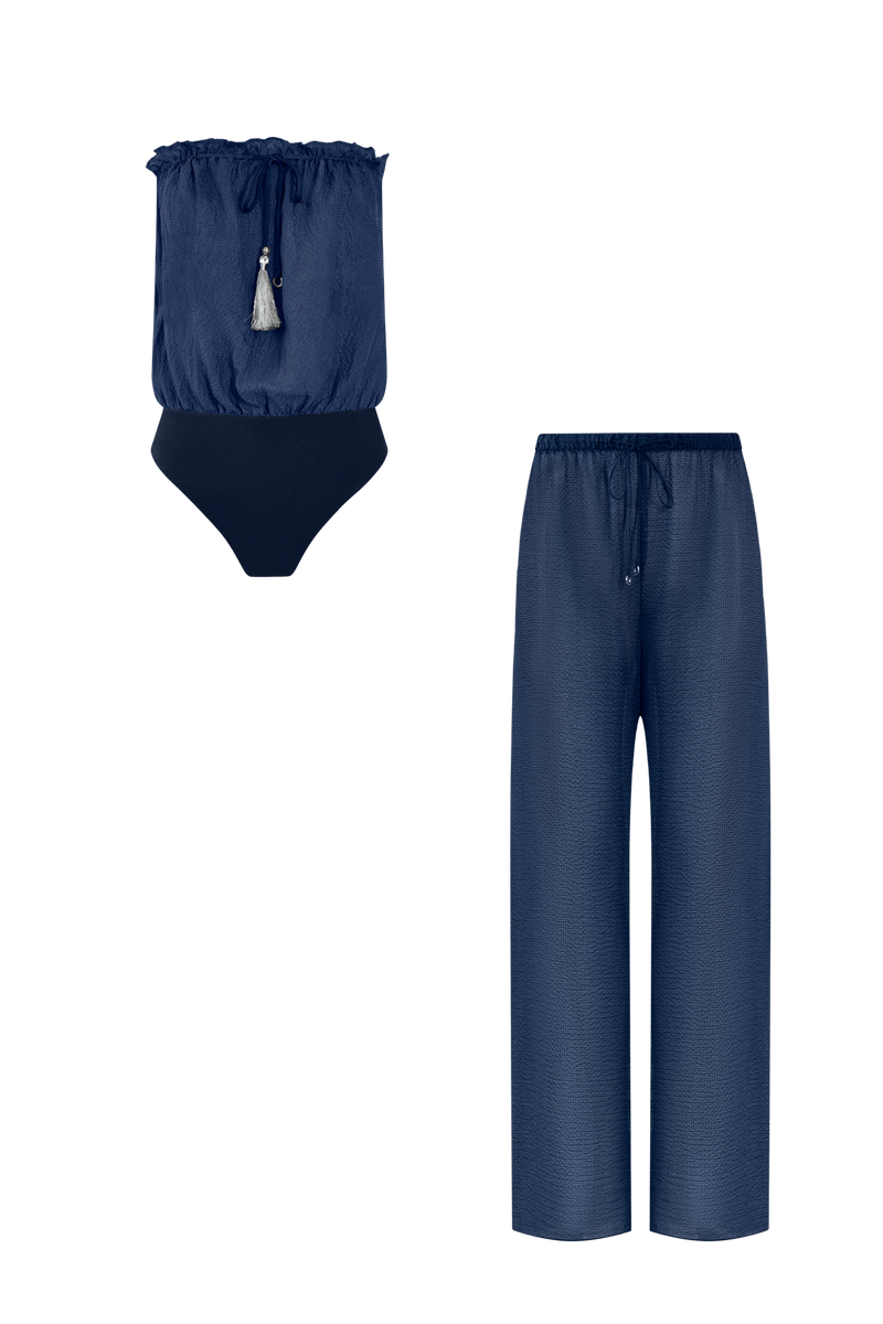 Silk Trousers Bandeau Set