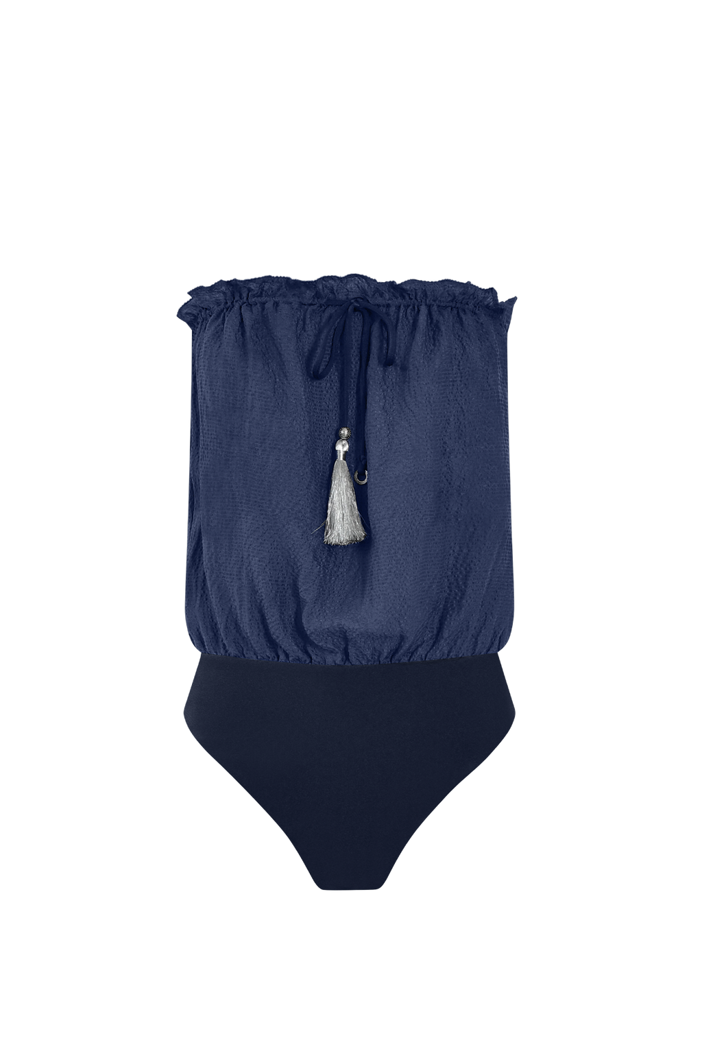 Ocean Blue Bandeau Silk Swimsuit