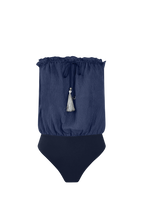 Ocean Blue Bandeau Silk Swimsuit