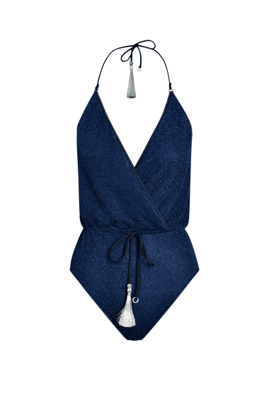 Ocean Blue Glitter V-Swimsuit, HANNE BLOCH
