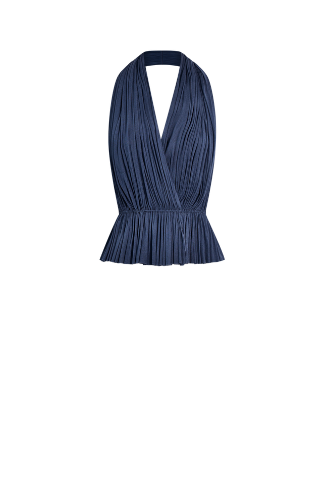 Ocean Blue Silk Tulle Top