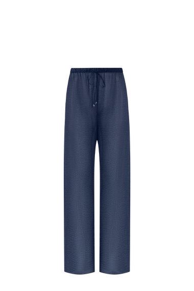 Ocean Blue Silk Trousers, wavy 100% Grade 6A mulberry silk, HANNE BLOCH