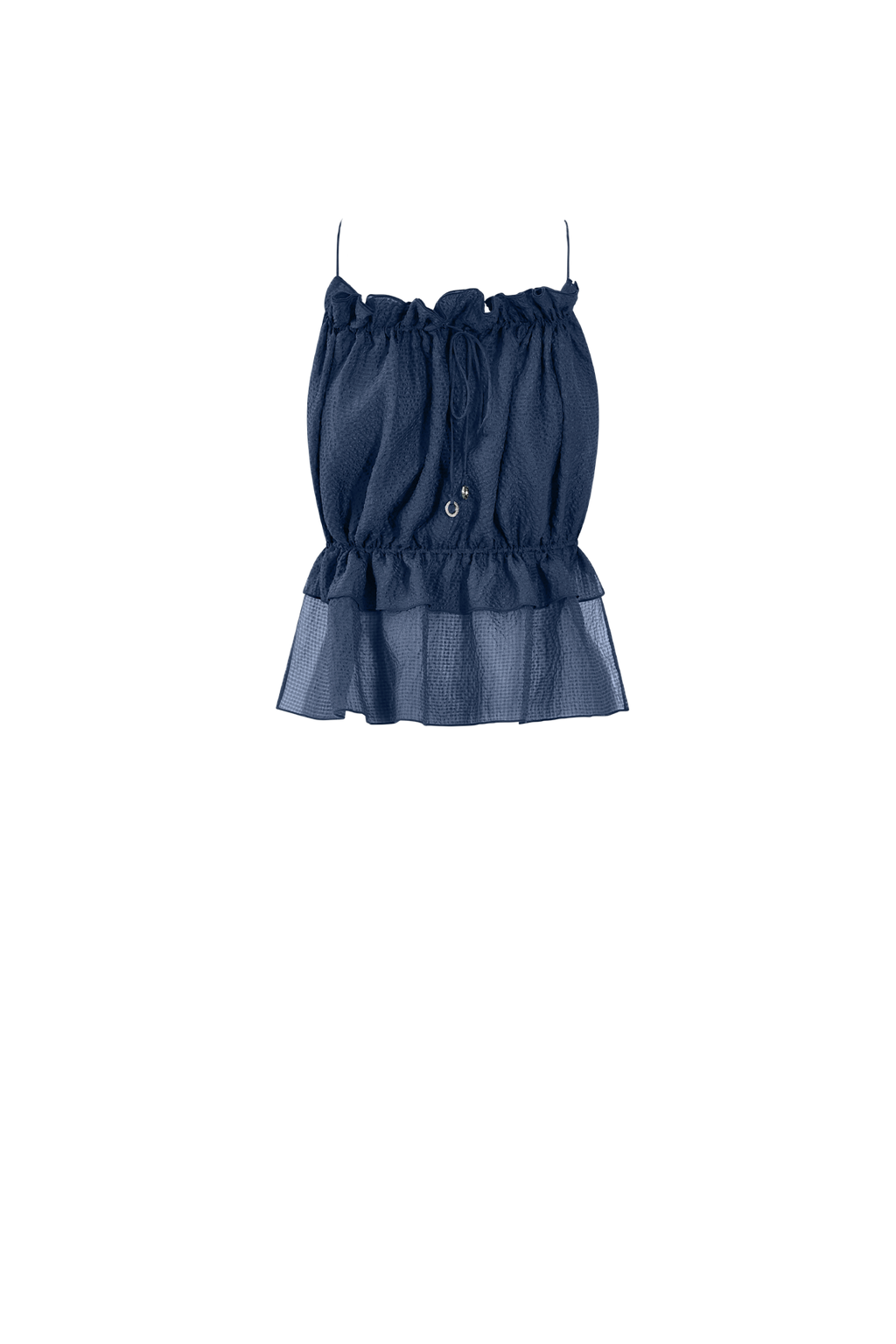 Ocean Blue String Silk Top