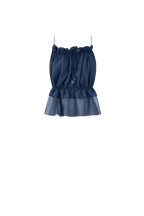 Ocean Blue String Silk Top