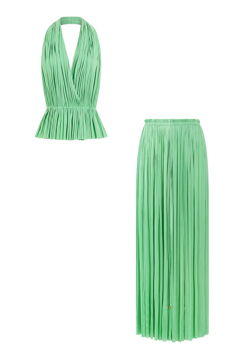 Mint Silk Tulle Top & Skirt