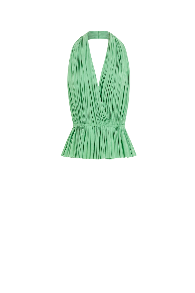 Mint Silk Tulle Top