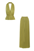 Olive Silk Tulle Top & Skirt