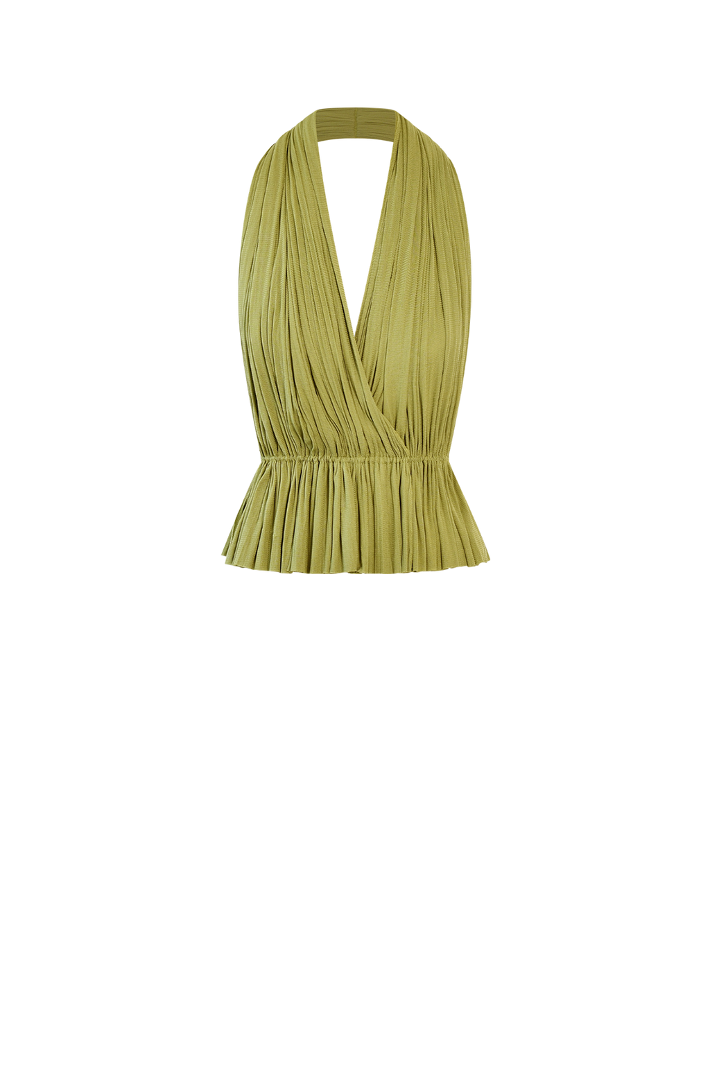 Olive Silk Tulle Top