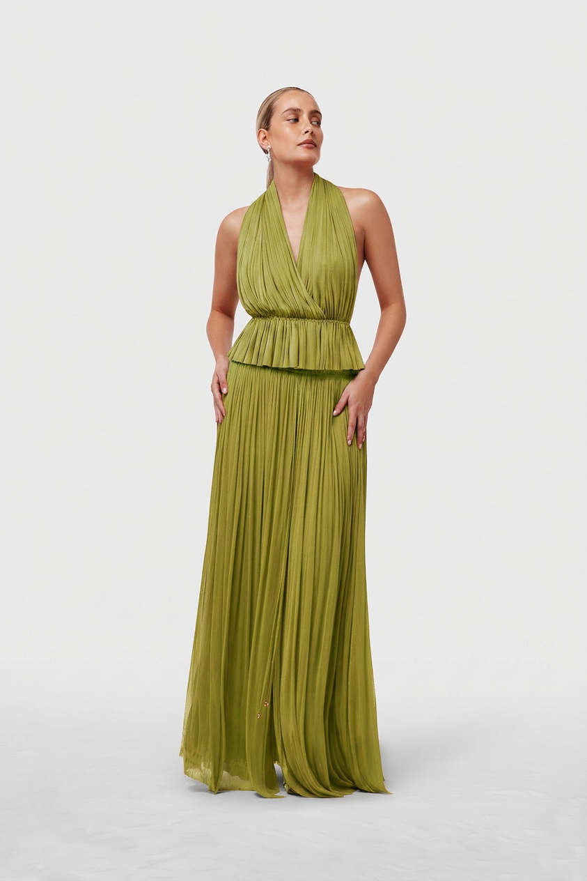 Olive Silk Tulle Top