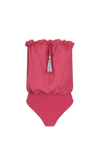 Pink Bandeau Silk Swimsuit with 100% Grade 6A silk top, HANNE BLOCH