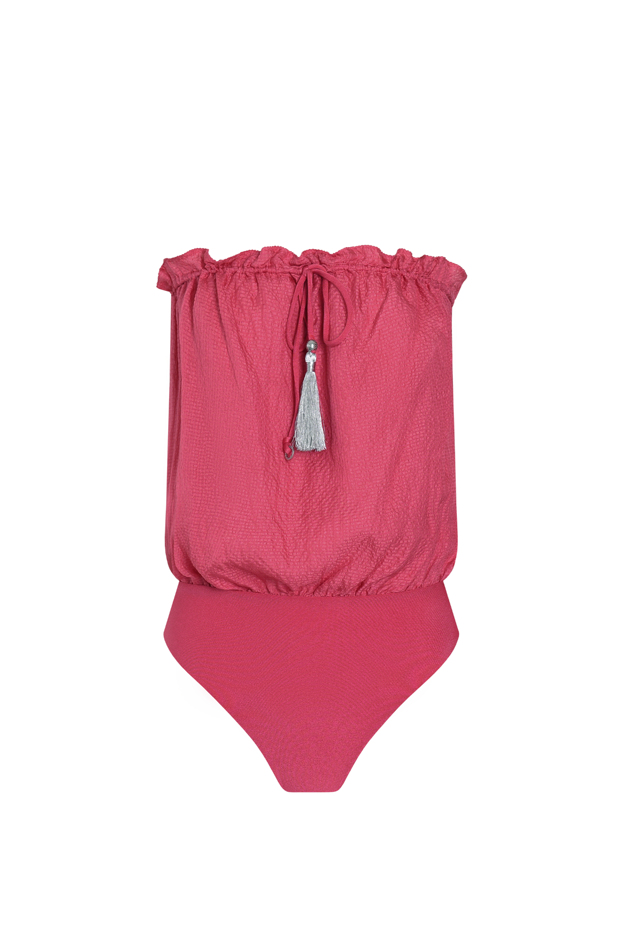 Pink Bandeau Silk Swimsuit with 100% Grade 6A silk top, HANNE BLOCH