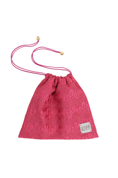 Pink Knit Drawstring Bag, Italian knit, HANNE BLOCH