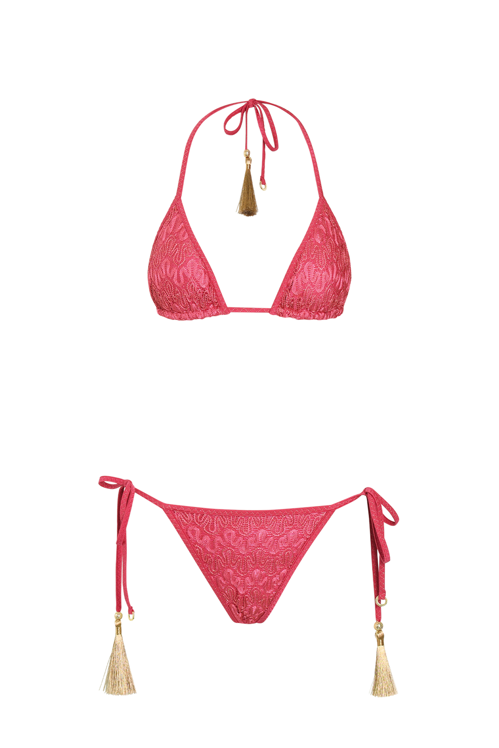 Pink Knit Triangle Bikini, Italian knit, HANNE BLOCH