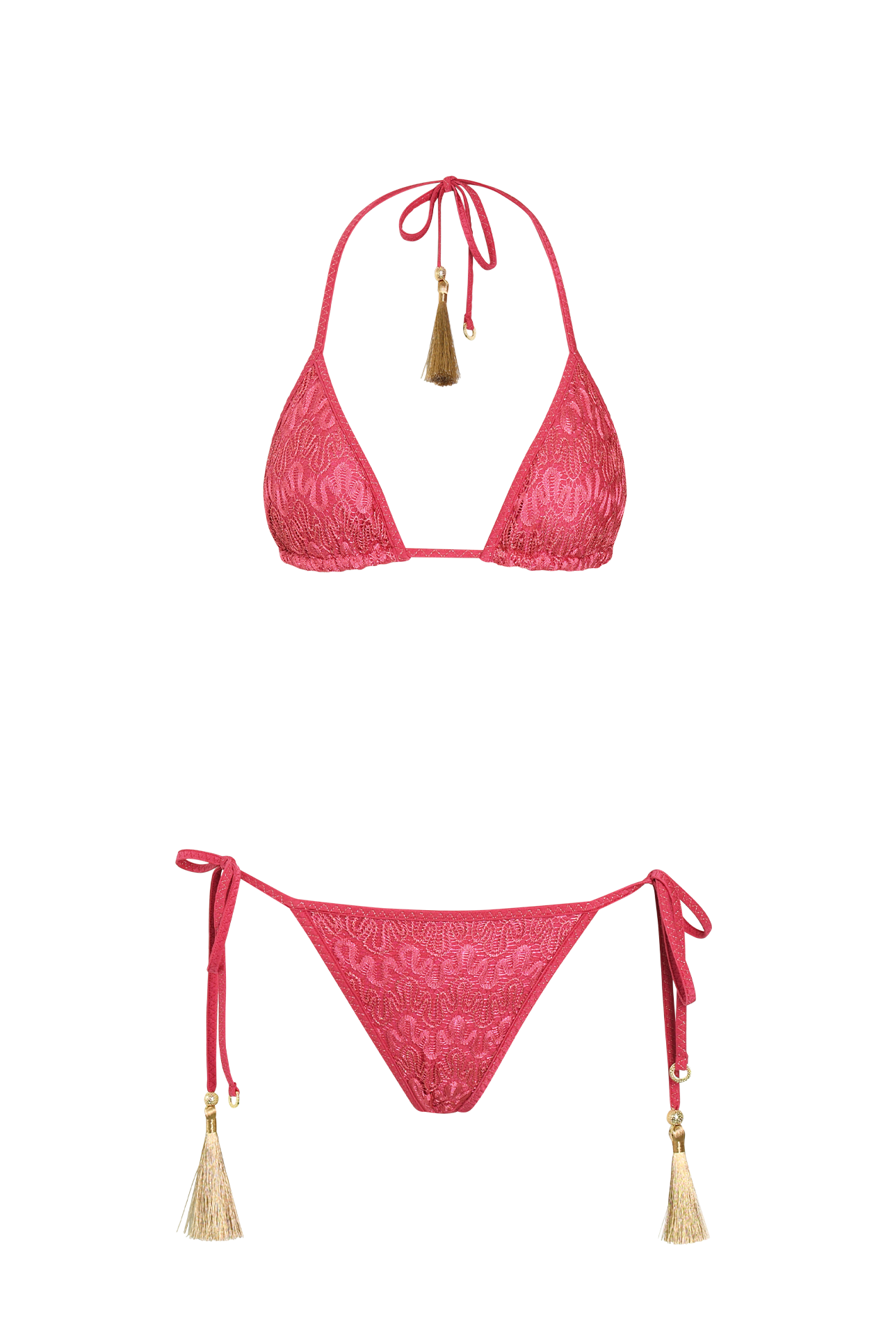 Pink Knit Triangle Bikini, Italian knit, HANNE BLOCH