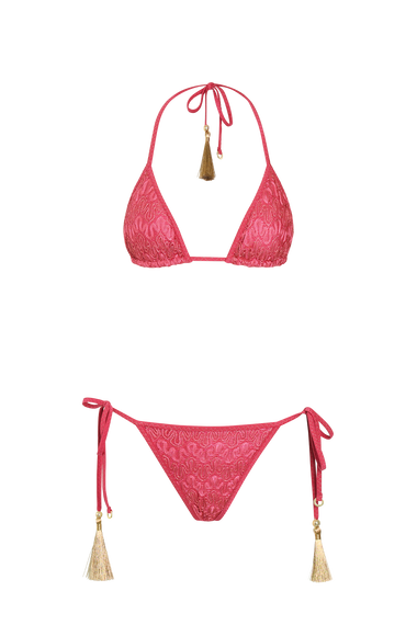 Pink Knit Triangle Bikini, Italian knit, HANNE BLOCH