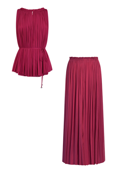 Pink Silk Halter Set, skirt and halter top in 100% Grade 6A mulberry silk, HANNE BLOCH