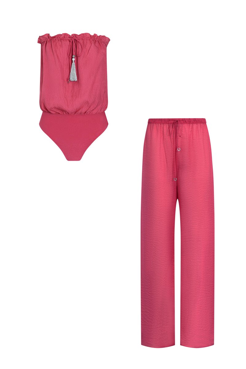 Silk Trousers Bandeau Set