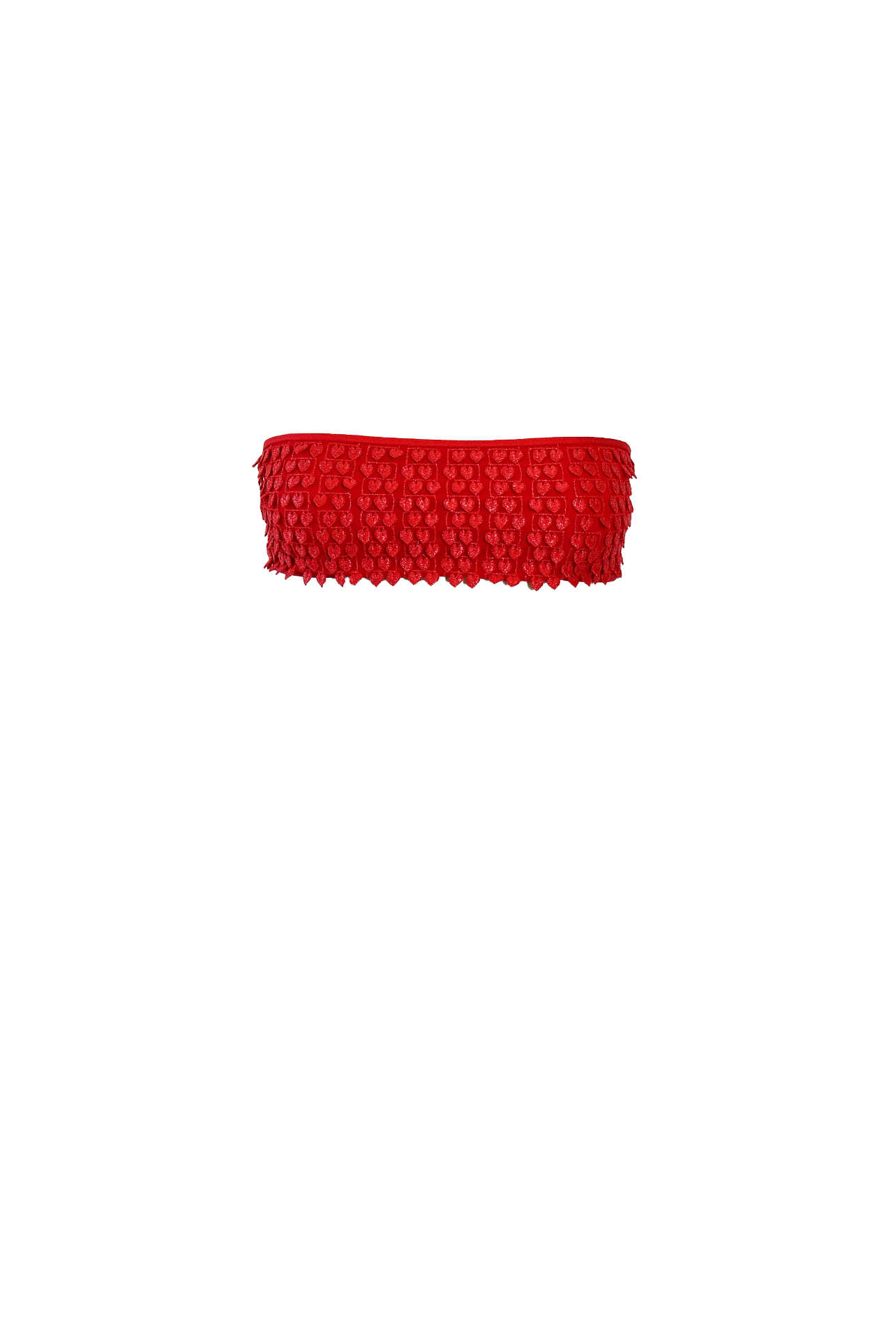 Red Hearts Pom Pom Bikini - Top