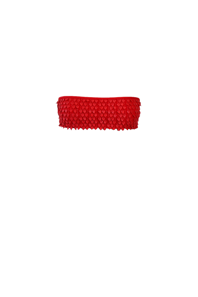 Red Hearts Pom Pom Bikini - Top