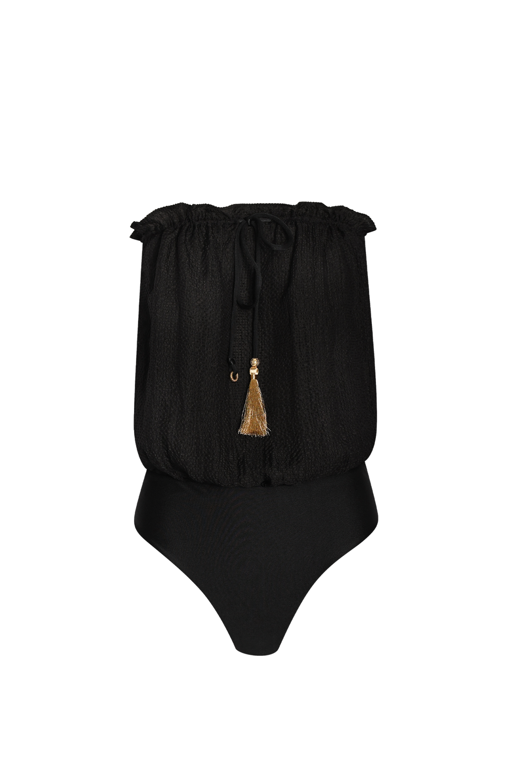 Black Bandeau Silk Swimsuit
