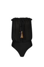 Black Bandeau Silk Swimsuit