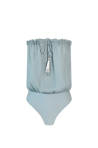 Ice Blue Bandeau Silk Swimsuit