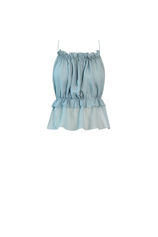 Ice Blue String Silk Top