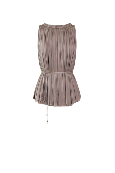 Taupe Silk Tulle Halter Top, 100% Grade 6A mulberry silk tulle, HANNE BLOCH