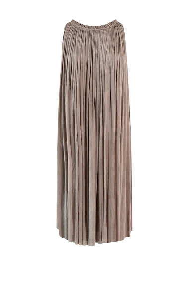 Taupe Silk Tulle Halter Dress, floor-length 100% Grade 6A mulberry silk, HANNE BLOCH