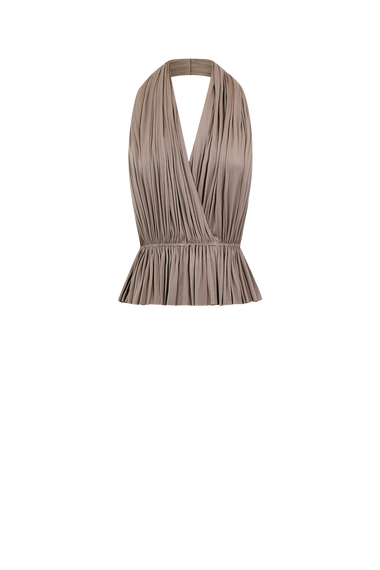 Taupe Silk Tulle Top, 100% Grade 6A mulberry silk tulle, HANNE BLOCH