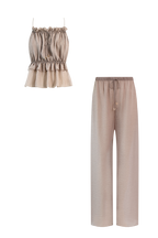 Taupe Silk Trousers String Set, trousers and string top in Grade 6A silk, HANNE BLOCH