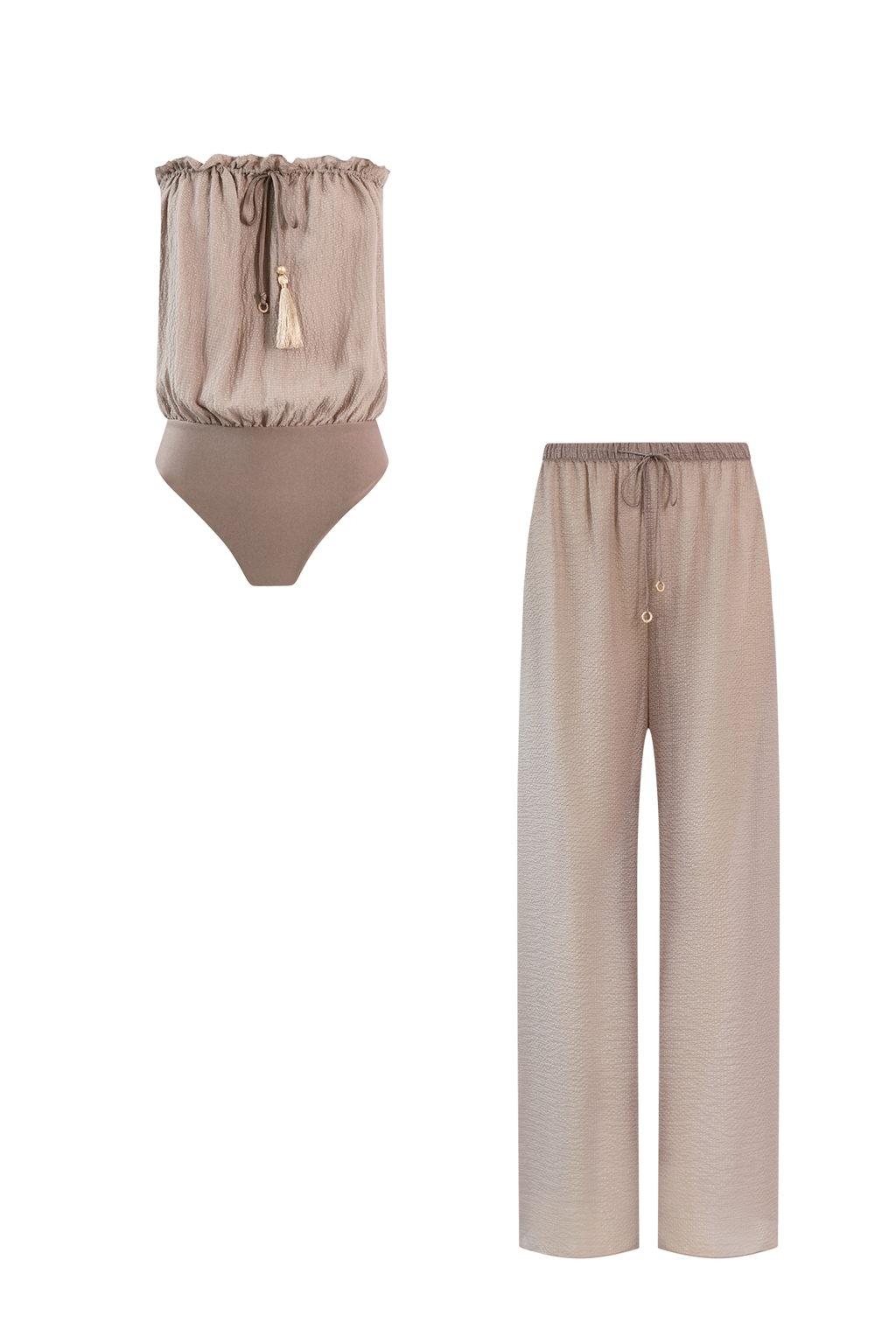 Silk Trousers Bandeau Set