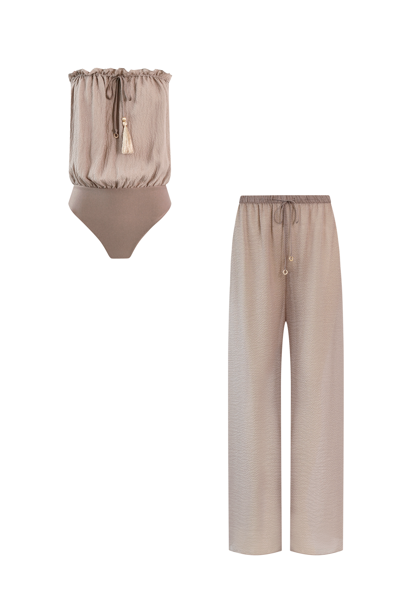 Silk Pants Bandeau Set