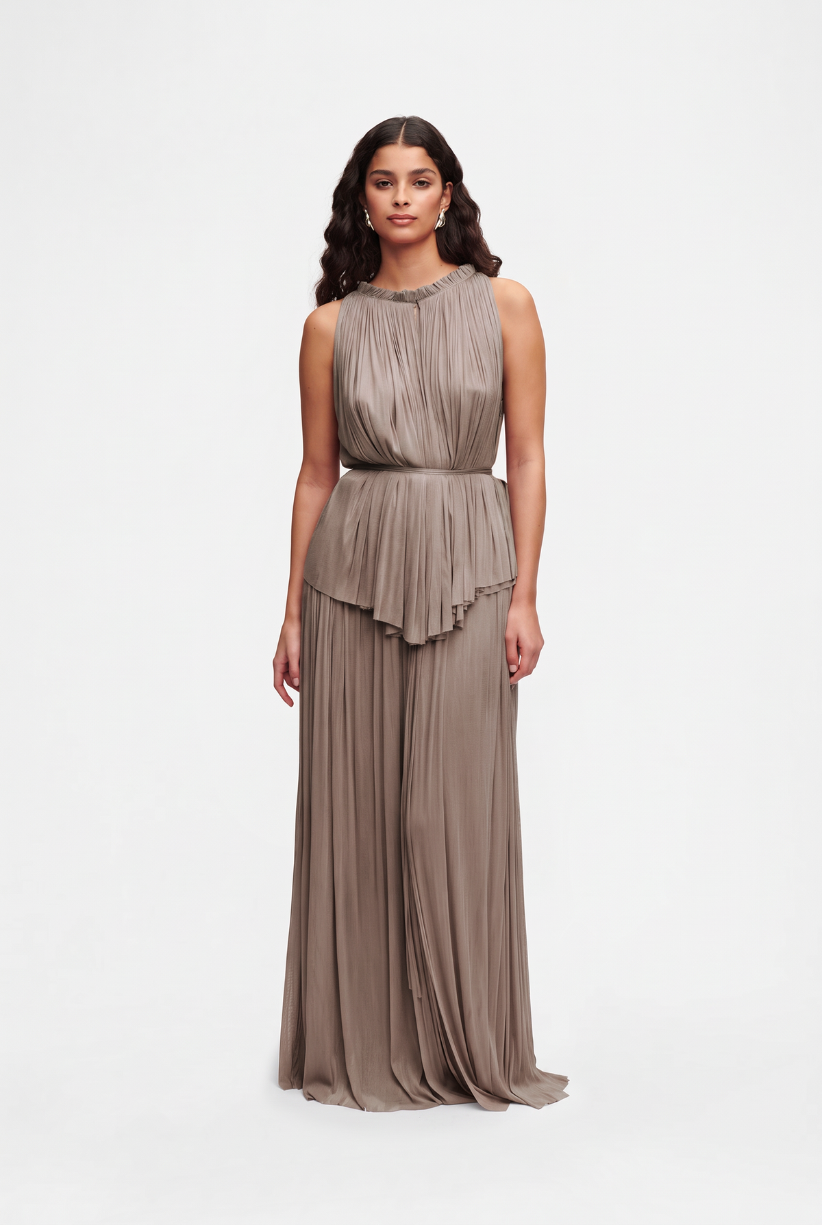 Taupe Silk Tulle Halter Top