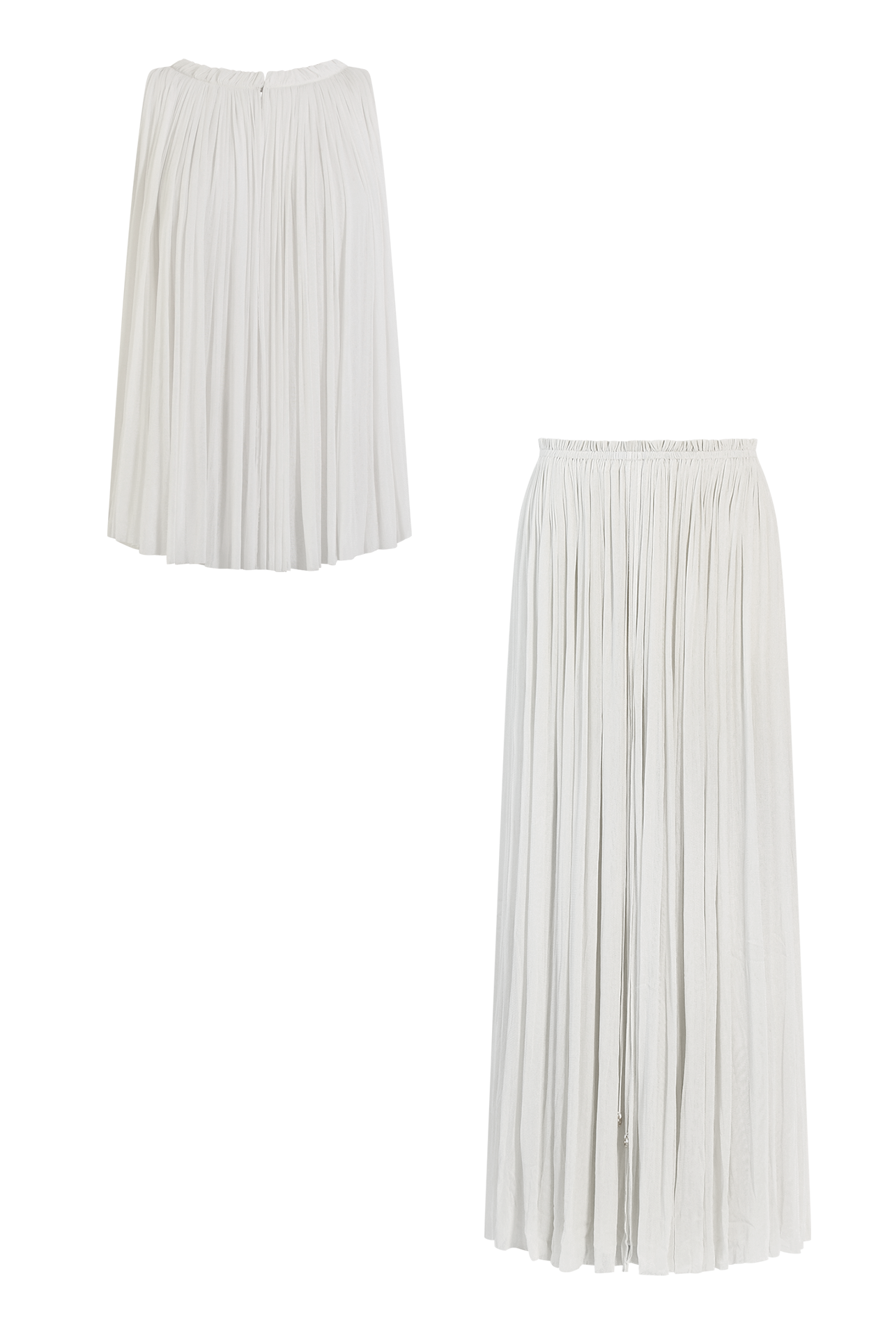 White Silk Halter Set, skirt and halter top in 100% Grade 6A mulberry silk, HANNE BLOCH