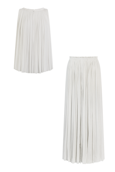 White Silk Halter Set, skirt and halter top in 100% Grade 6A mulberry silk, HANNE BLOCH